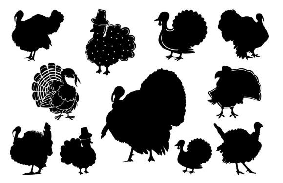 Turkey Black Silhouette Vector Free
