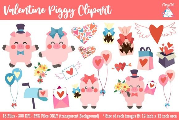 Valentine Piggy Clip Art by Cozy Cat Design